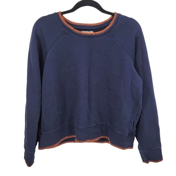 Madewell Sweaters - Madewell womens xl blue orange stitch pullover long sleeve sweater